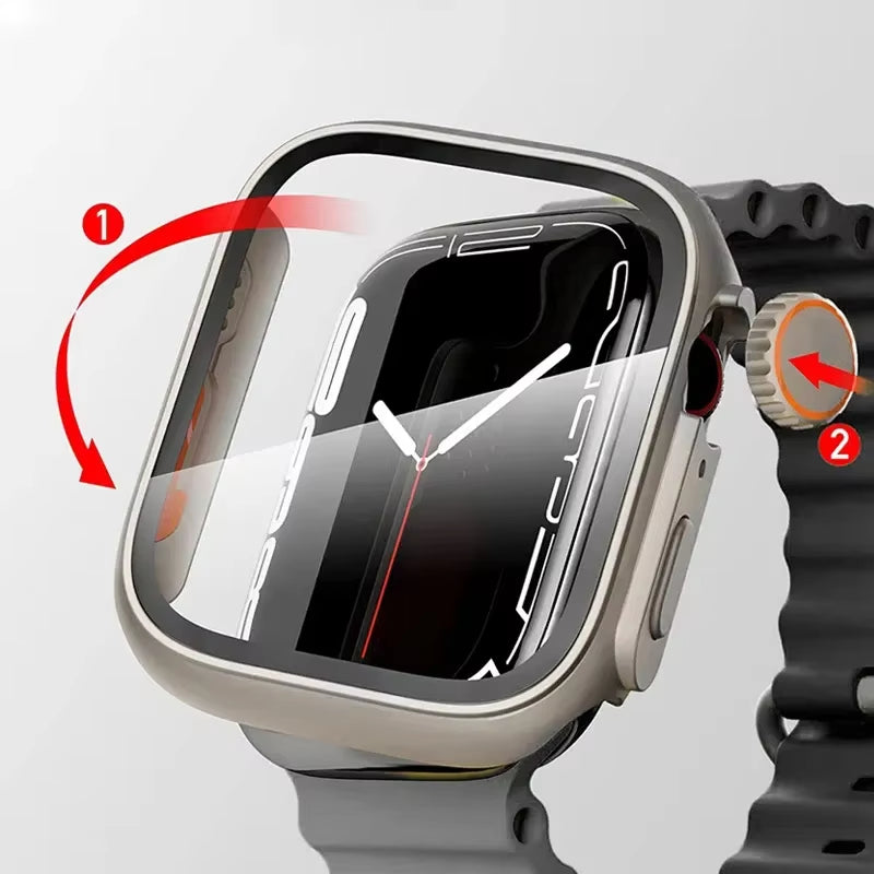Glass+Case for Apple Watch 44Mm 45Mm 41Mm 40Mm 42Mm 38Mm Screen Protector Cover Change Ultra Bumper Iwatch Series 9 8 7 SE 6 5