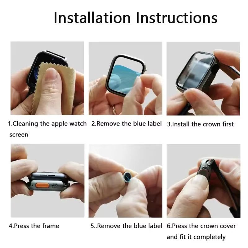 Glass+Case for Apple Watch 44Mm 45Mm 41Mm 40Mm 42Mm 38Mm Screen Protector Cover Change Ultra Bumper Iwatch Series 9 8 7 SE 6 5