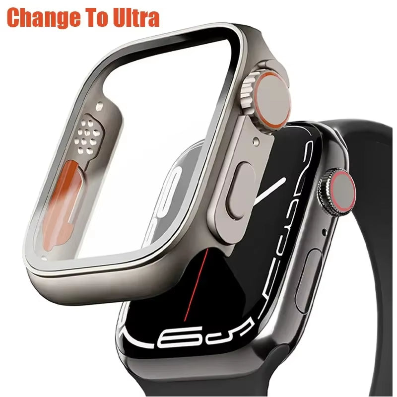 Glass+Case for Apple Watch 44Mm 45Mm 41Mm 40Mm 42Mm 38Mm Screen Protector Cover Change Ultra Bumper Iwatch Series 9 8 7 SE 6 5